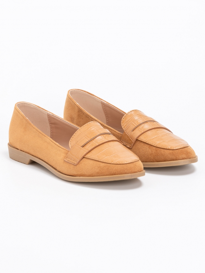 Suede loafers με croco