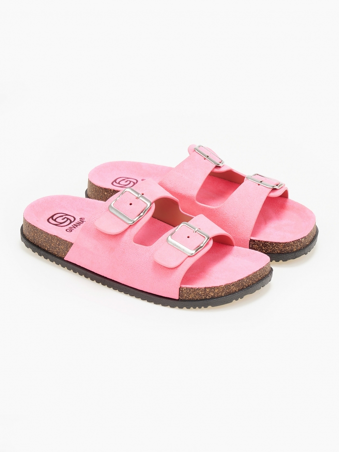 Suede slides με ρυθμιζόμενα ζωνάκια