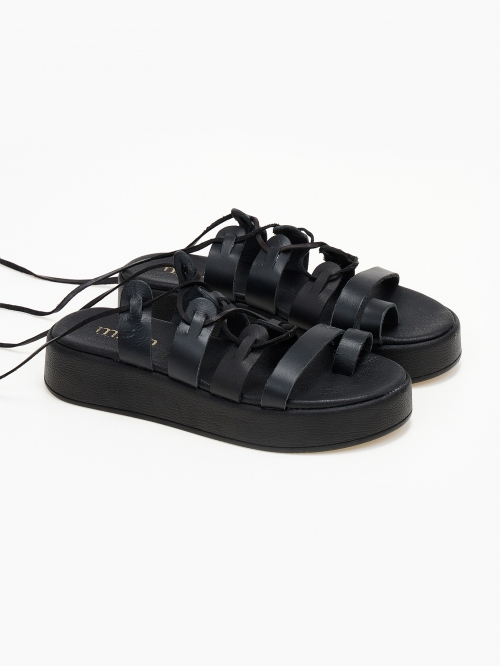 Δερμάτινη lace up πλατφόρμα