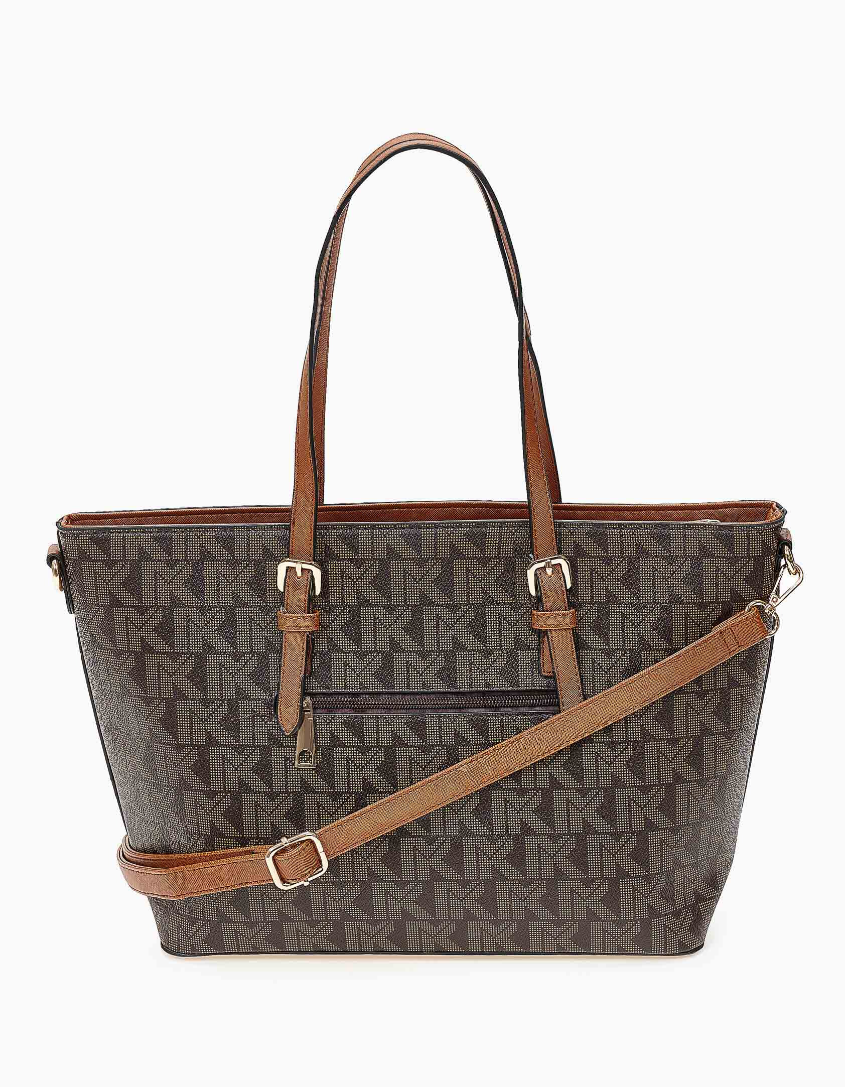 Τσάντα ώμου-χειρός με αποσπώμενα λουριά - Καφέ φωτογραφία