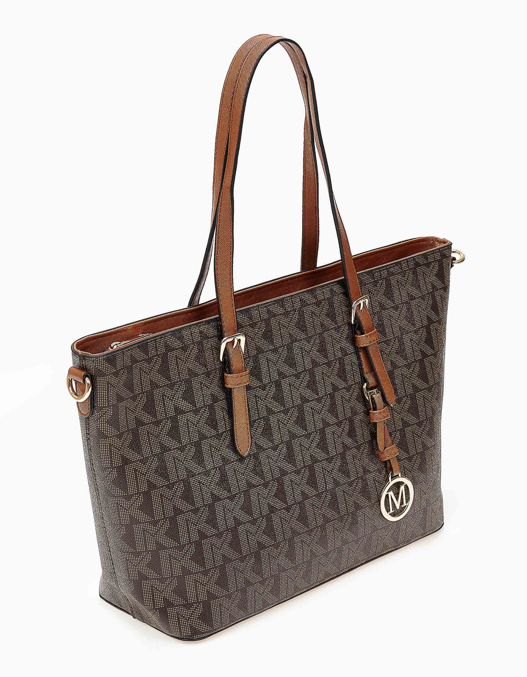 Τσάντα ώμου-χειρός με αποσπώμενα λουριά - Καφέ φωτογραφία