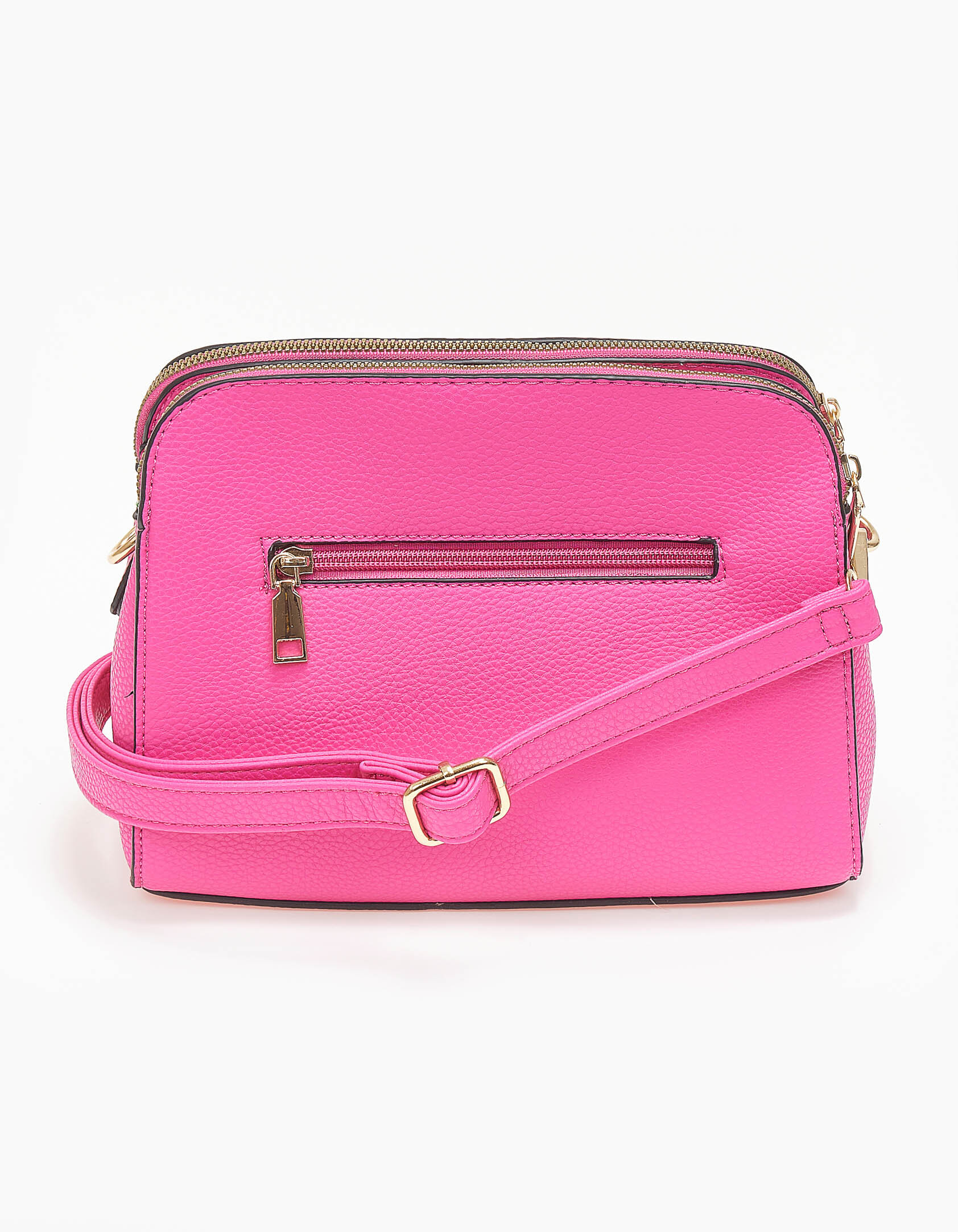 Τσαντάκι ώμου-χιαστί με σαγρέ υφή - Φούξια φωτογραφία