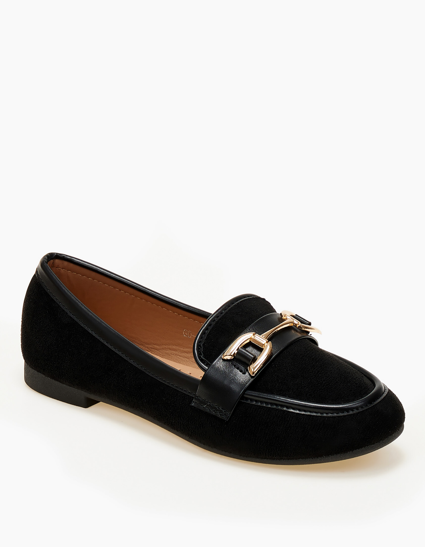 Χαμηλά μοκασίνια με suede υφή - Μαύρο