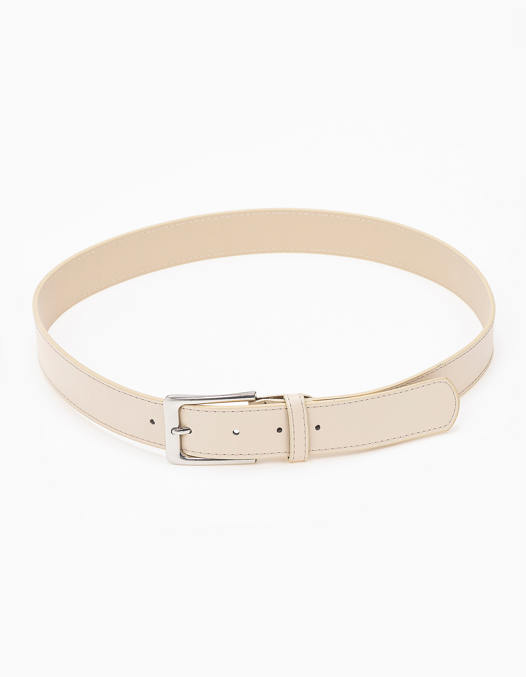 Κλασική ζώνη με τετράγωνη αγκράφα - Μπεζ