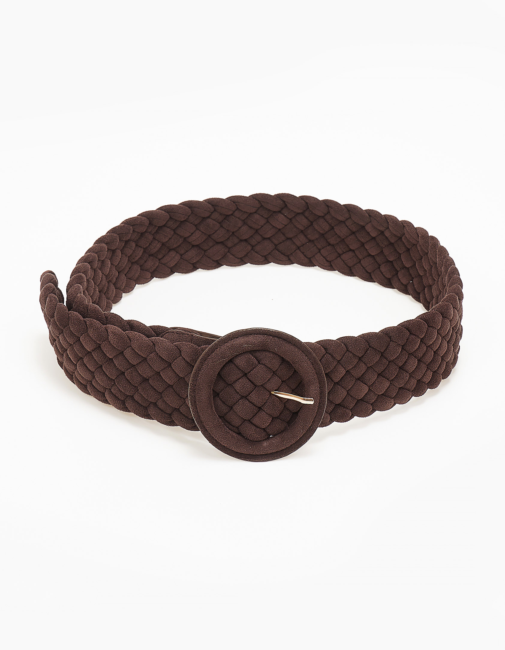 Suede ζώνη με πλεκτό σχέδιο - Καφέ